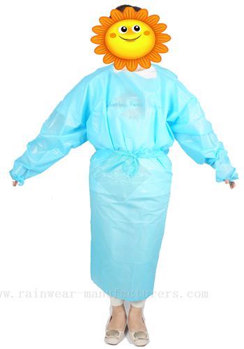 Blue Polyethylene Isolation Gowns with Thumb Loops